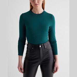NWT Express Silky Soft Fitted Crew Neck Sweater Size Medium Deep Teal